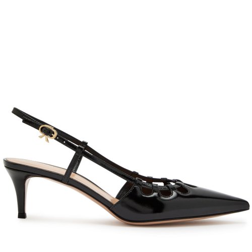  GIANVITO ROSSI 55 cut-out glossed leather slingback pumps 