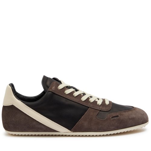  RICK OWENS Panelled suede and leather sneakers 