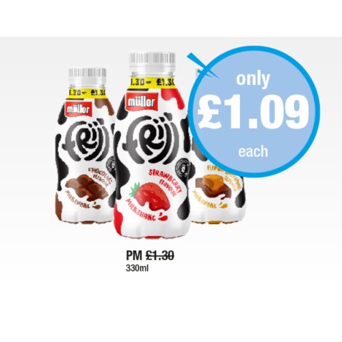 Müller Frijj Chocolate Fudge, Strawberry, Fudge  330ml