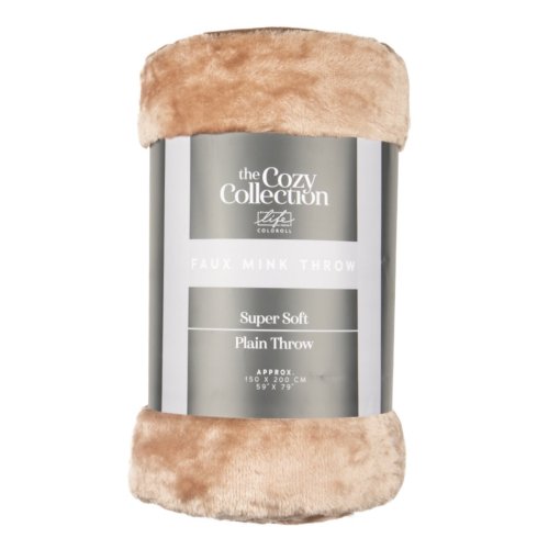  Super Soft Faux Mink Throw Taupe 150 x 200cm