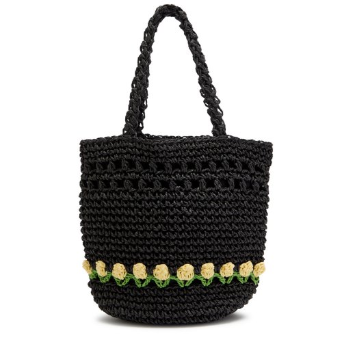  DAMSON MADDER Tulip raffia top handle bag 