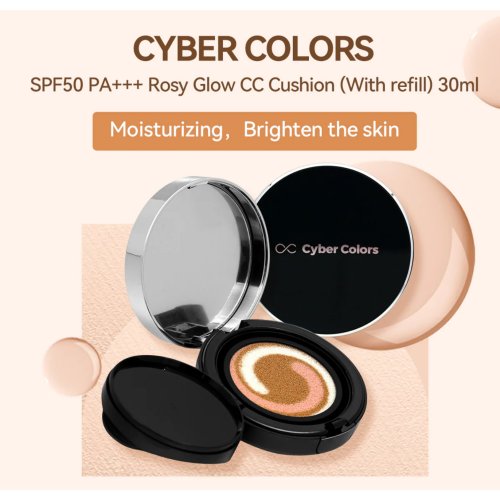 Cyber Colors SPF50 Pa+++ Rosy Glow CC Cushion With Refill 30ML