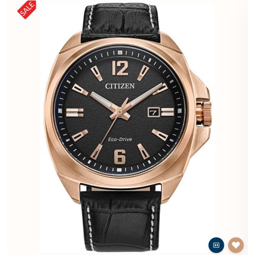 Citizen Eco-Drive Sport (42mm) Black Dial / Black Leather Strap