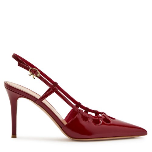 GIANVITO ROSSI Eloise 85 cut-out glossed leather slingback pumps 