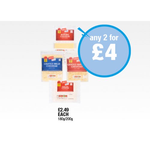 Jack's Cheddar Mature, Grated Mature, Grated Mild - Any 2