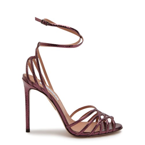  AQUAZZURA Wild Dream 105 metallic leather sandals 