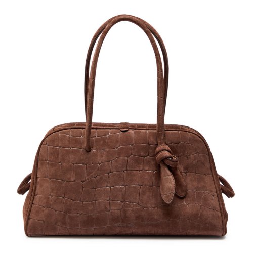  JACQUEMUS Le Turismo crocodile-effect suede shoulder bag 