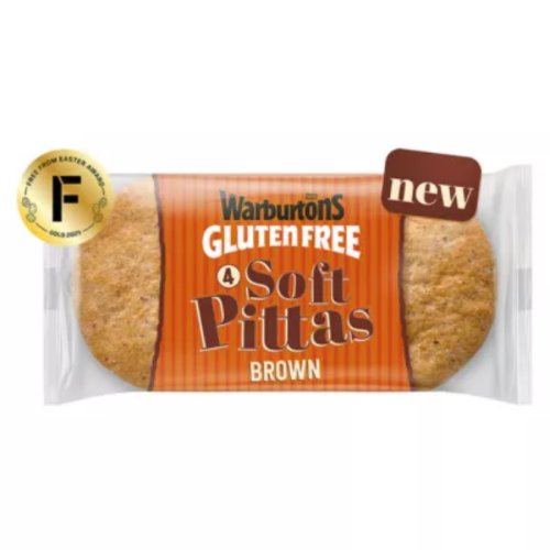 Warburtons Gluten Free 4 Brown Soft Pittas