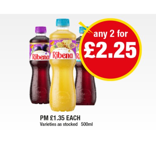 Ribena Blackcurrant, Low Sugar, Pineapple & Passion Fruit  500ml