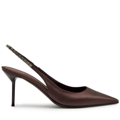  PARIS TEXAS Lidia 70 crystal-embellished satin slingback pumps 
