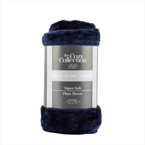  Super Soft Faux Mink Throw Navy 150 x 200cm