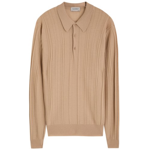  JOHN SMEDLEY Flinn ribbed wool polo shirt 