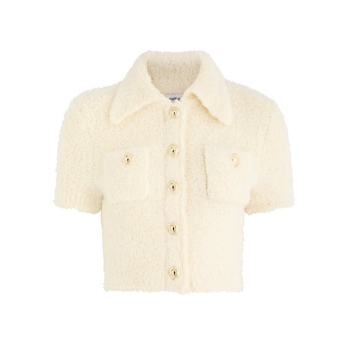  SELF-PORTRAIT Cropped bouclé wool-blend top 