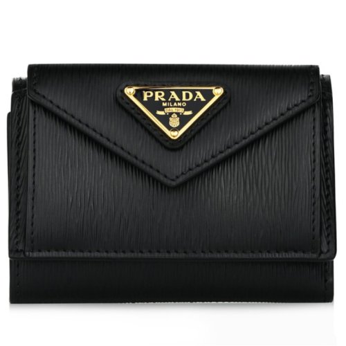 Prada unisex leather embossed tri-fold wallet