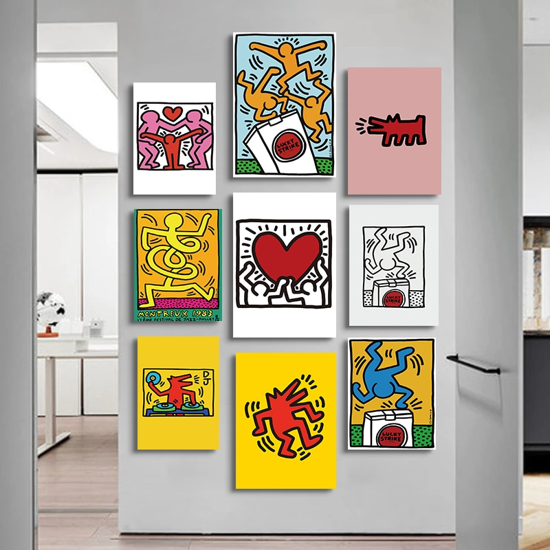 Abstract Graffiti Keith Art Exhibition Gallery Wall Canvas Painting Posters and Prints Picture Cafe Home Room Decor (No Frame)