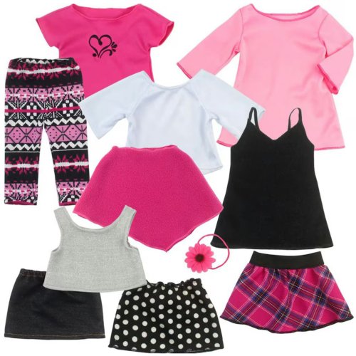 Sophia's 11-Piece Spring Wardrobe with Accessories for 18in Dolls, Pink/Black