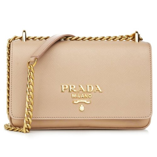 Prada Plain Leather Logo Handbag