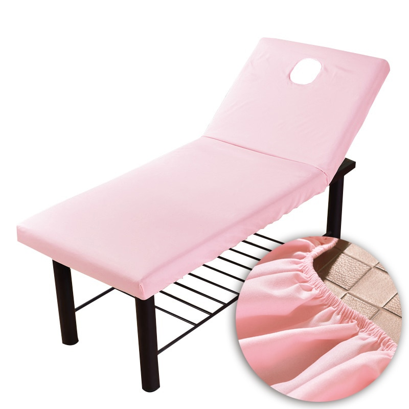 Pure Color Massage Table Bed Fitted Sheet Elastic Full Cover Rubber Band Massage SPA Treatment Bed Cover with Face Breath Hole