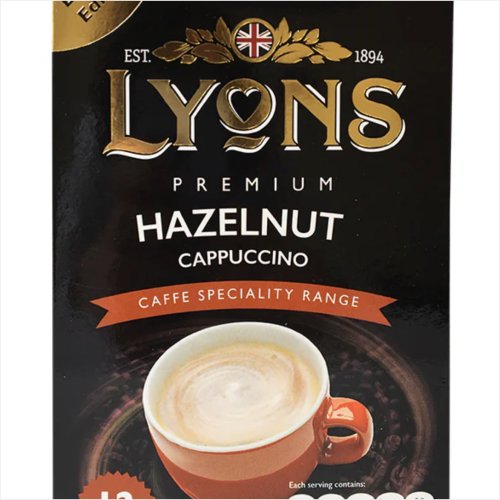  Lyons Premium Hazelnut Cappuccino Sachets 15g x 12 Pack