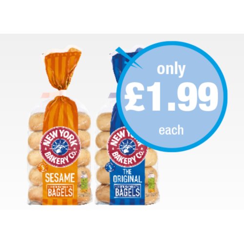 New York Bakery Bagels Original, Sesame 5 Pack