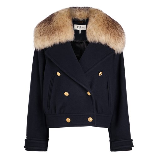  CHLOE Fur-embellished wool-bend coat 