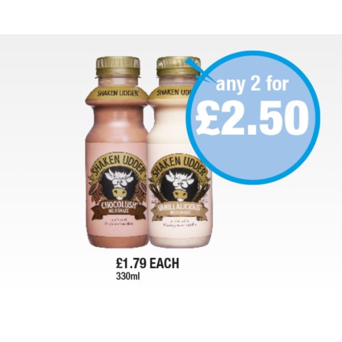 Shaken Udder Chocolush, Vanillalicious  330ml